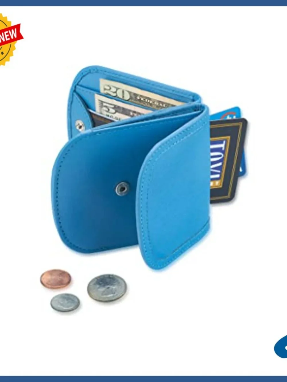 Compact Leather Bi-Fold Wallet for Cards Coins Bills ID Front Pocket